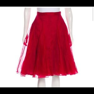 peter som red silk skirt auth